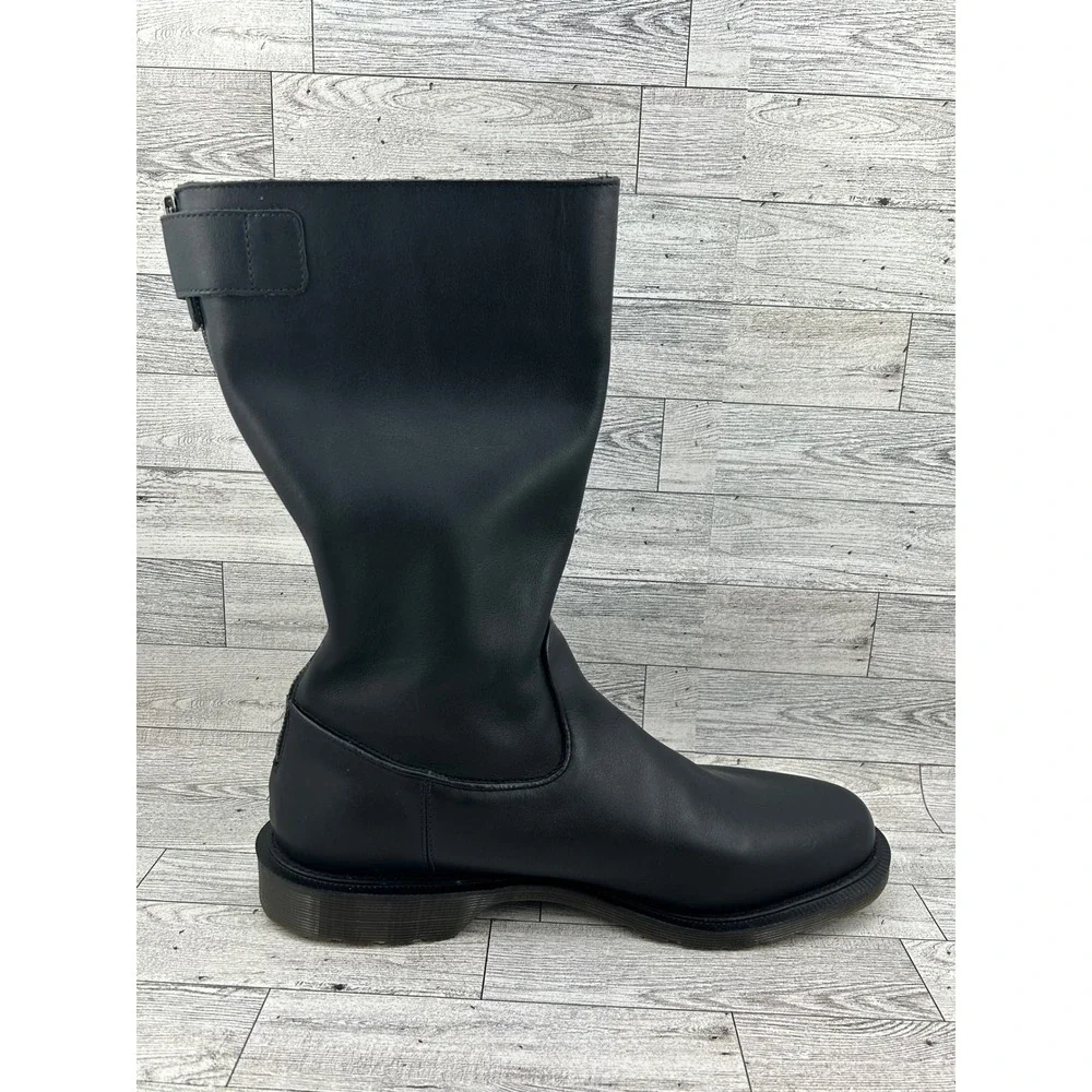 Dr. Martens‎ Samson Black Leather Pull On Mid Calf Boots Back Zipper Mens 12 US